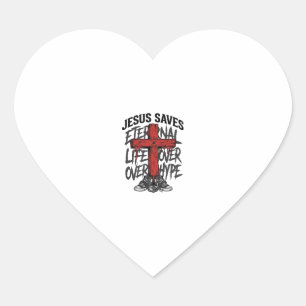 Jesus Saves Vintage Cross Christian Streetwear Shi Heart Sticker