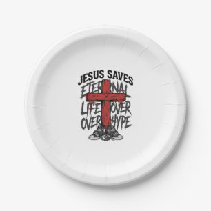 Jesus Saves Vintage Cross Christian Streetwear Shi Paper Plate