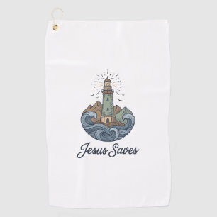 Jesus Saves Vintage Lighthouse Christian Shirt_1 Golf Towel