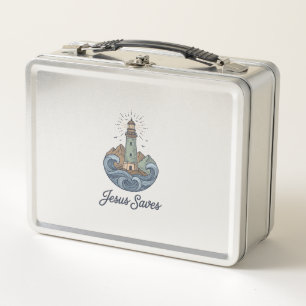 Jesus Saves Vintage Lighthouse Christian Shirt_1 Metal Lunch Box
