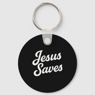 Jesus Saves Vintage Script Key Ring