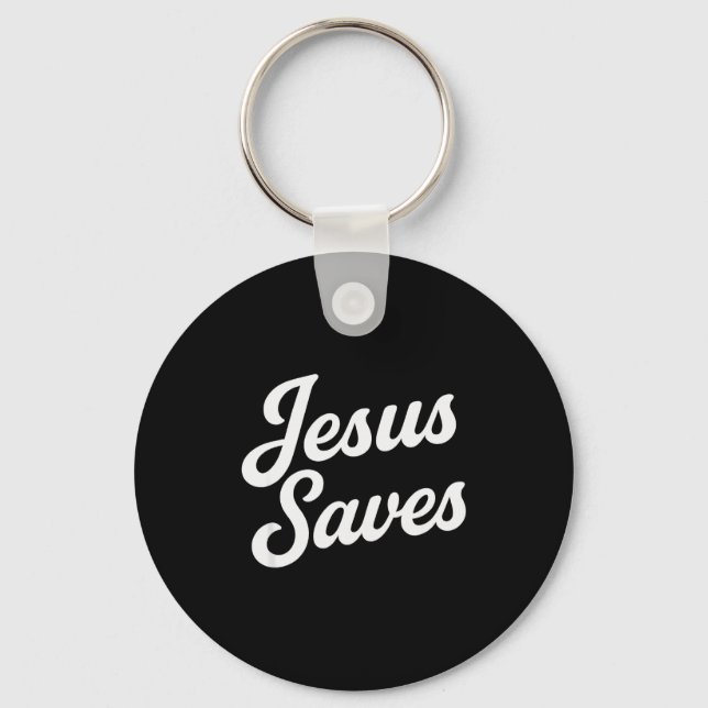 Jesus Saves Vintage Script  Key Ring (Front)