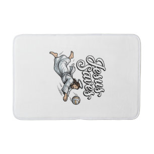 Jesus Saves Volleyball Vintage Christian Shirt Bath Mat