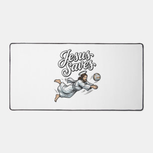 Jesus Saves Volleyball Vintage Christian Shirt Desk Mat