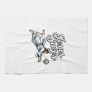 Jesus Saves Volleyball Vintage Christian Shirt Tea Towel
