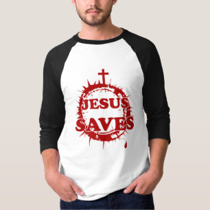 Jesus Saves with Cross and Crown of Thorns T-Shirt