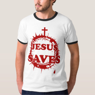 Jesus Saves with Cross and Crown of Thorns T-Shirt