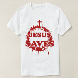 Jesus Saves with Cross and Crown of Thorns T-Shirt