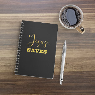 Jesus Saves Yellow Gold Glitter Planner