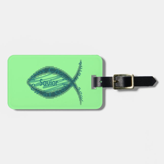 Jesus Saviour Christian Fish Symbol Luggage Tag (Front Horizontal)