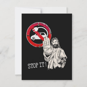 Jesus says no to Electric Cars Postcard