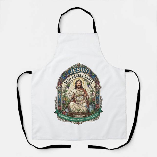 Jesus Seed Packet Label Jesus Seed Packet Christia Apron (Front)