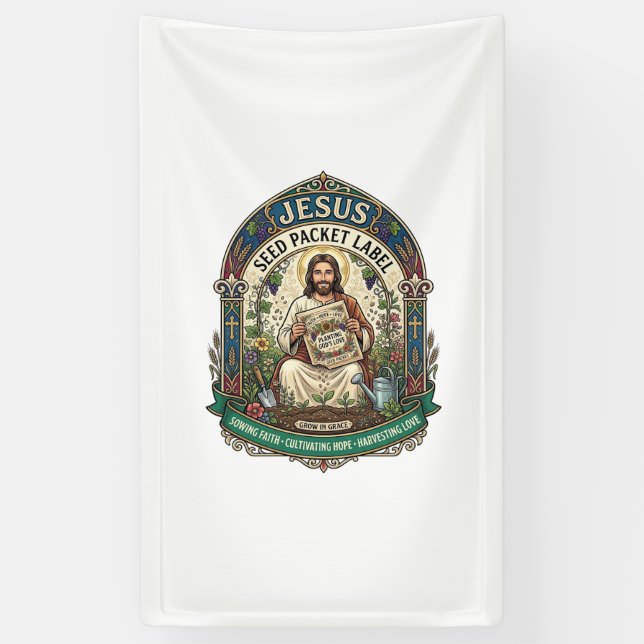 Jesus Seed Packet Label Jesus Seed Packet Christia Banner (Vertical)