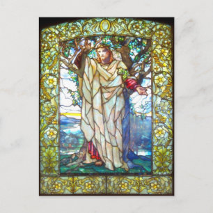 Jesus sermon on the mount - Stained Glass Postcard
