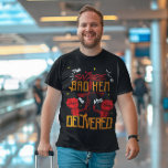 Jesus Set Me Free Christian Spiritual Believe T-Shirt<br><div class="desc">The snare is broken, and we are free! Jesus has set us free. Celebrate and share your faith with this customizable Christian t-shirt designed to boldly express your belief. The default name on the back can be easily personalized to make it uniquely yours. Perfect for Christian gatherings, church events, crusades,...</div>