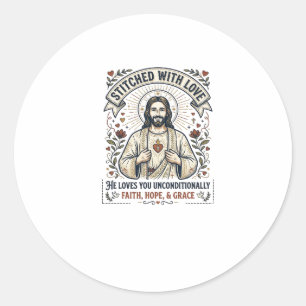 Jesus Sewing Quilting Shirt Christian Graphic_1 Classic Round Sticker