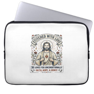 Jesus Sewing Quilting Shirt Christian Graphic_1 Laptop Sleeve