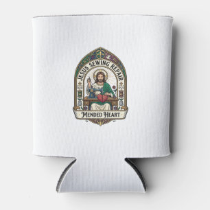 Jesus Sewing Repair Mended Heart Jesus Sewing Repa Can Cooler