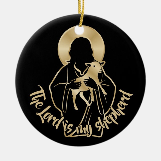 Jesus Shepherd Ceramic Tree Decoration (Front)