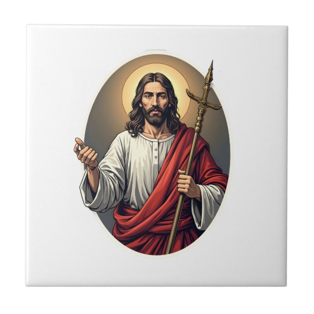 Jesus Shepherd Crest Vintage Engraving Shirt Tile (Front)