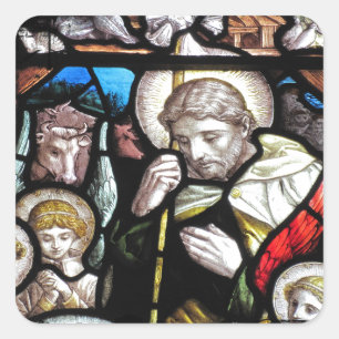 Jesus Shepherd Stained Glass Art Square Sticker