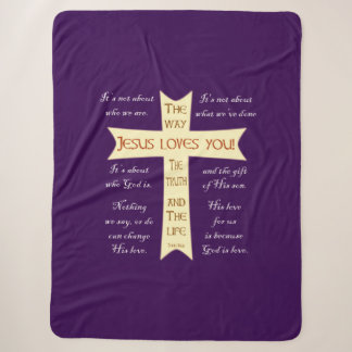 Jesus Sherpa Blanket - Purple