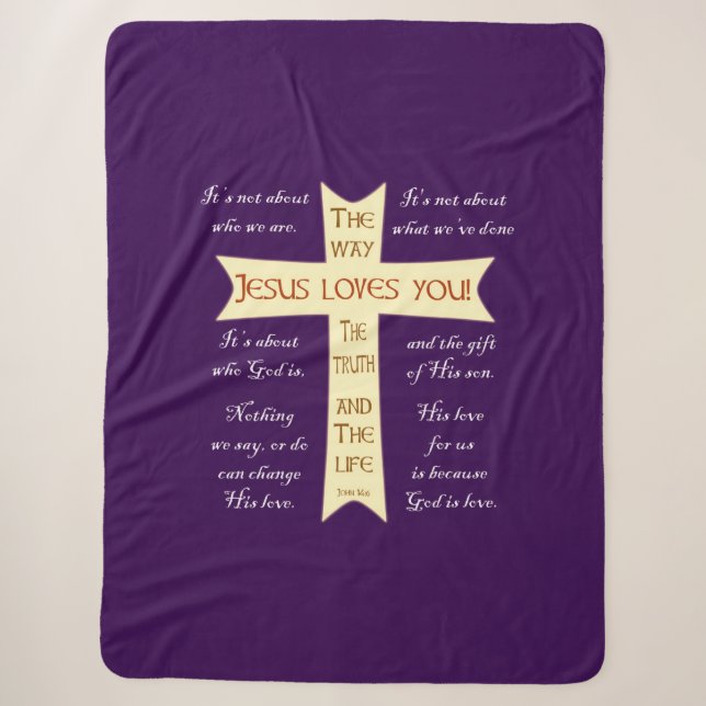 Jesus Sherpa Blanket - Purple (Front)