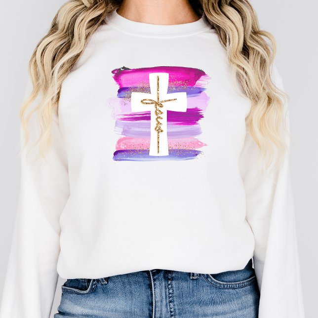 Jesus Shirt Brush Strokes Christian Sweatshirt  (Creator Uploaded)