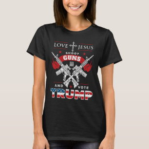 Jesus. Shoot Guns. And Vote Trump 2020 Flag T-Shirt