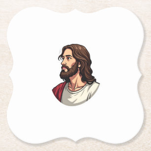 Jesus Side Profile Vintage Engraving Tee 2 Paper Coaster