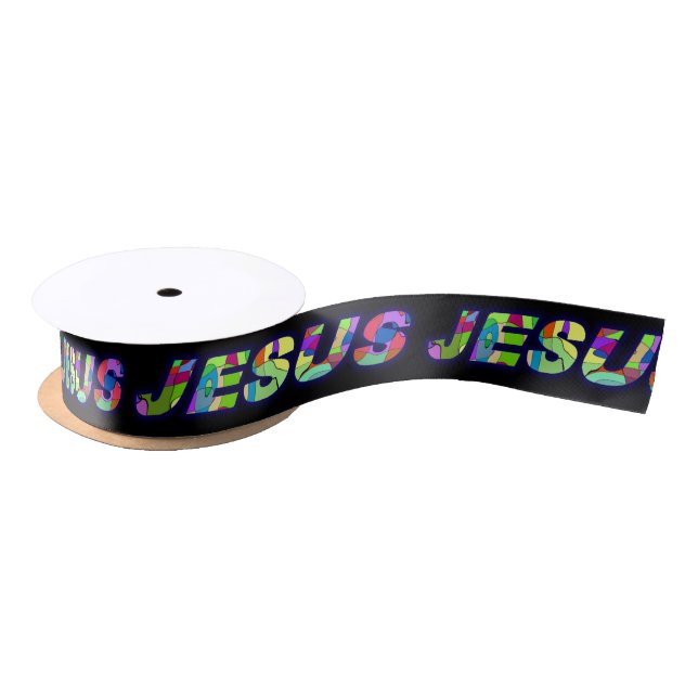 Jesus Sign In Multi Colours Satin Ribbon (Spool)