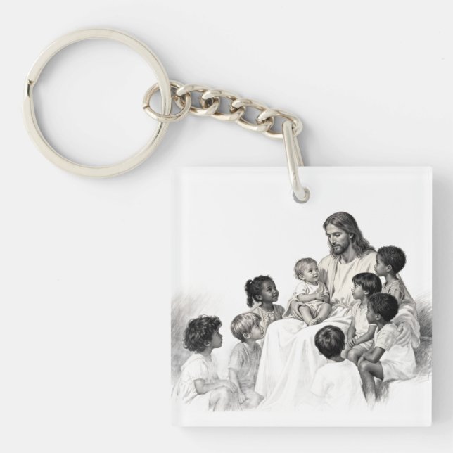 Jesus Sitting with Children Key Ring (Front)