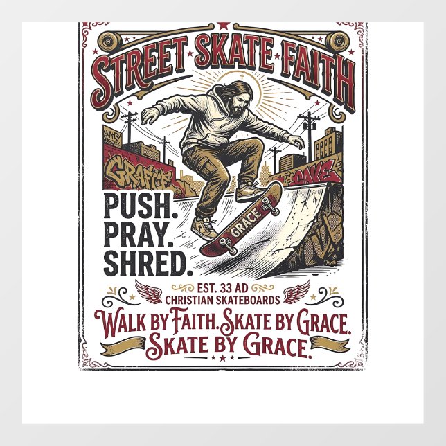 Jesus Skate Longboard Shirt Christian (Sheet)