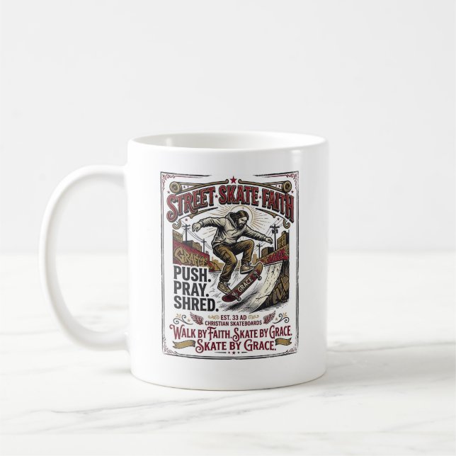 Jesus Skate Longboard Shirt Christian Coffee Mug (Left)