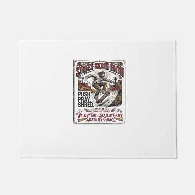 Jesus Skate Longboard Shirt Christian Doormat (Front)