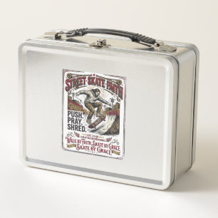 Jesus Skate Longboard Shirt Christian Metal Lunch Box