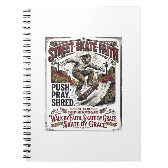 Jesus Skate Longboard Shirt Christian Notebook (Front)