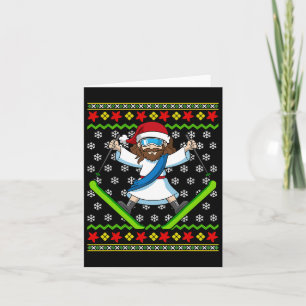 Jesus Skiing Ugly Christmas Ski Boys Girls Youth K Card