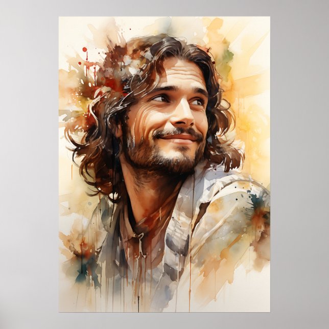 Jesus Smiling Art Poster (Front)