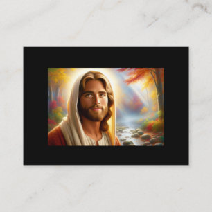 Jesus Smiling in a Heavenly Forest Business Card