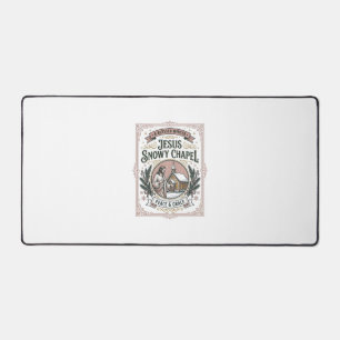 Jesus Snowy Chapel Jesus Snowy Chapel Christian Fa Desk Mat