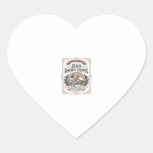 Jesus Snowy Chapel Jesus Snowy Chapel Christian Fa Heart Sticker