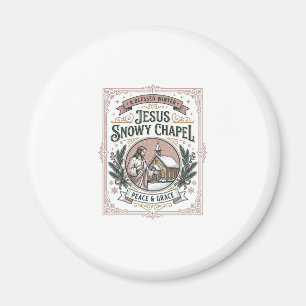 Jesus Snowy Chapel Jesus Snowy Chapel Christian Fa Magnet