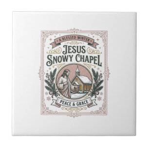 Jesus Snowy Chapel Jesus Snowy Chapel Christian Fa Tile