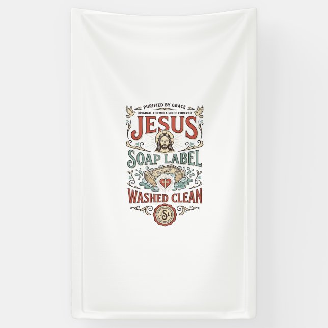 Jesus Soap Label Washed Clean Jesus Soap Washed Cl Banner (Vertical)