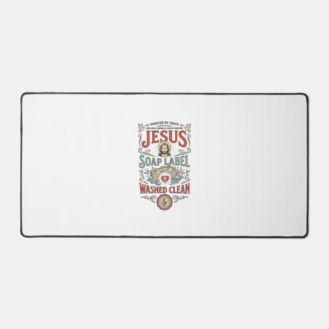 Jesus Soap Label Washed Clean Jesus Soap Washed Cl Desk Mat (Front)