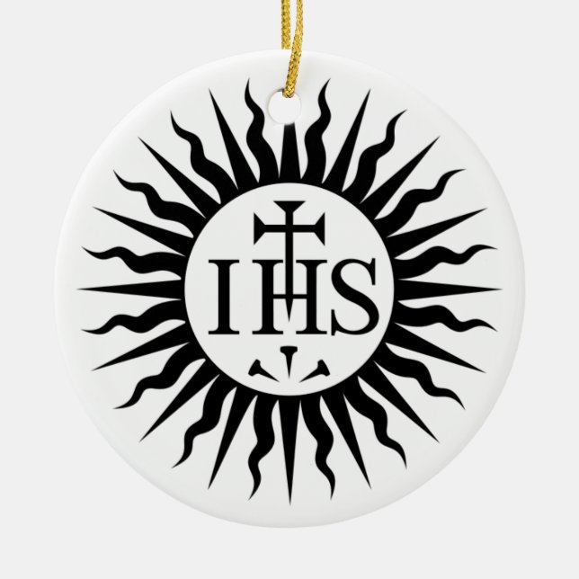 Jesus Society (Jesuits) Logo Ceramic Tree Decoration (Front)