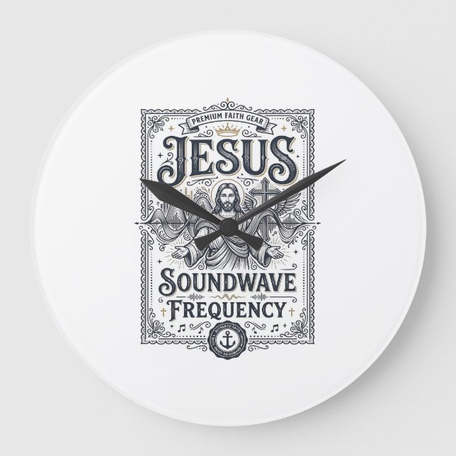 Jesus Soundwave Frequency Jesus Soundwave Frequenc Large Clock (Front)