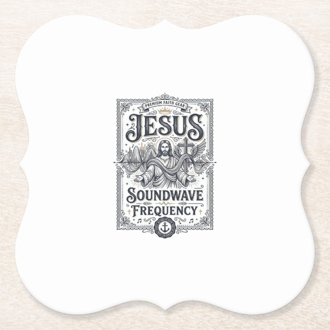 Jesus Soundwave Frequency Jesus Soundwave Frequenc Paper Coaster (Front)