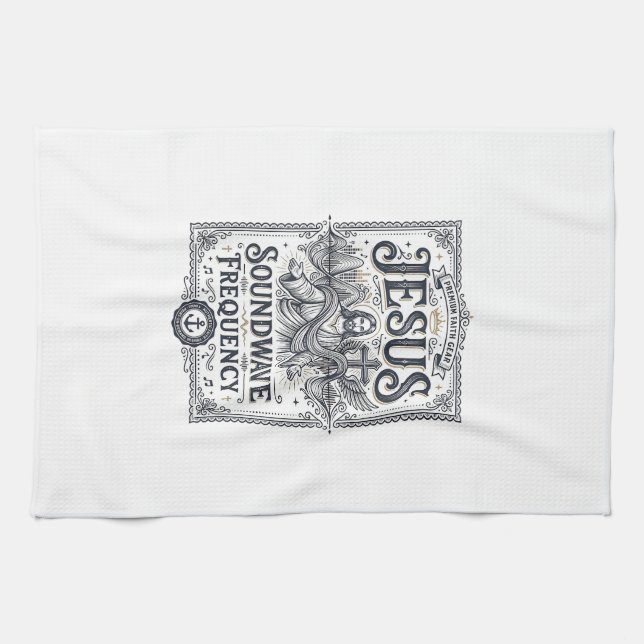 Jesus Soundwave Frequency Jesus Soundwave Frequenc Tea Towel (Horizontal)